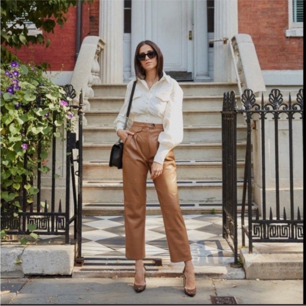 Nanushka tan vegan leather pants medium